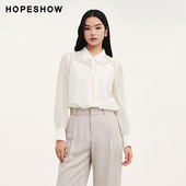 秋季 红袖 HOPESHOW蝴蝶刺绣衬衫 女单排扣翻领上衣89324290302