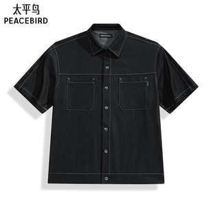 太平鸟男装 休闲衬衫男士休闲衬衫纯色衬衣B1CJF230P