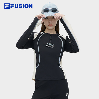 FILA FUSION斐乐潮牌女子长袖T2024春新修身长TT11W411202E