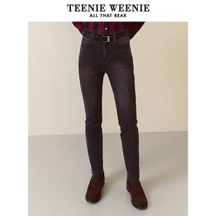 TeenieWeenie小熊 基础收脚牛仔裤长裤铅笔裤女复古