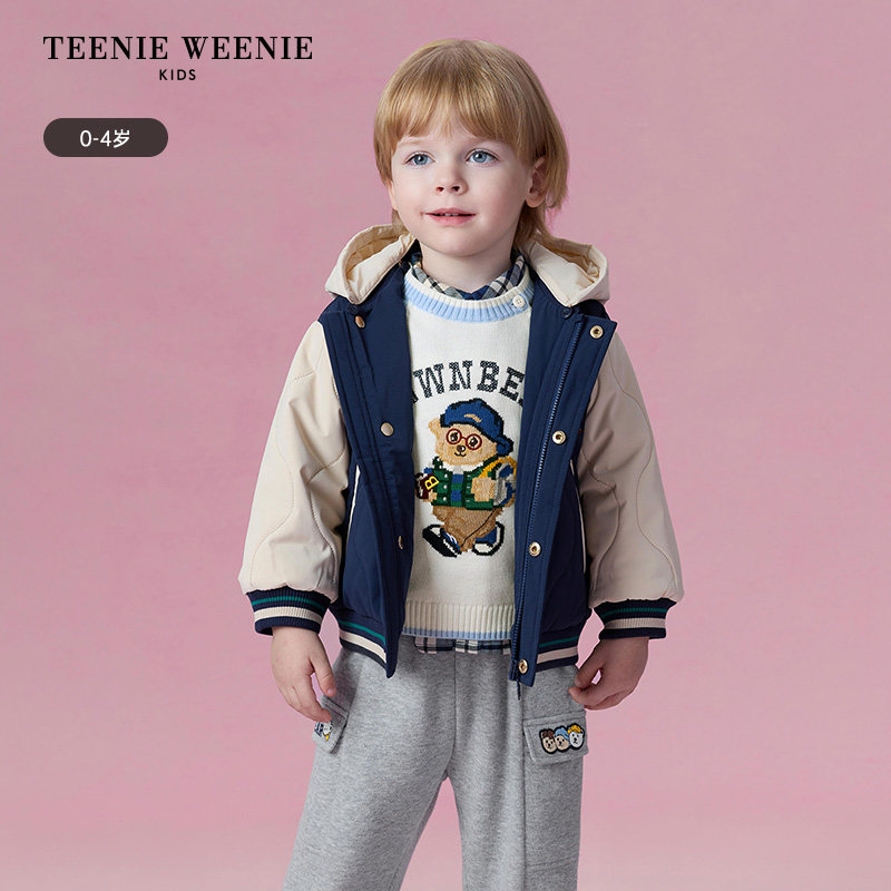 TeenieWeenie Kids小熊童装 男宝宝连帽棒球棉服外套