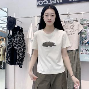 PEACEBIRD/太平鸟女士米色4欧版短袖T恤A3CNF3P33