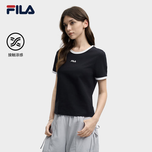FILAFila官方女子针织短袖衫2026夏休闲凉简约修身T恤F11W629110F