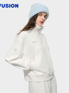 FILA FUSION斐乐潮牌女子套头卫衣2025针织长袖上衣T11W545203F