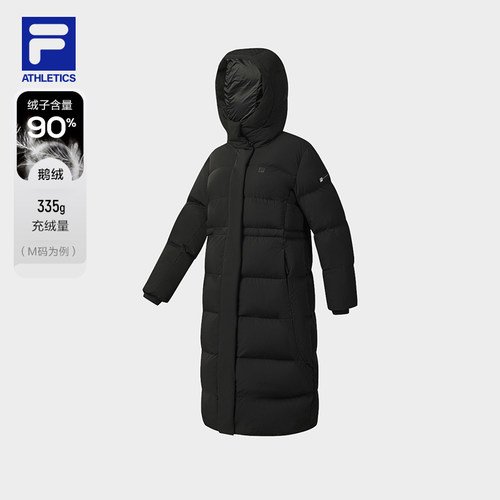 鹅绒｜FILA斐乐女士长款羽绒服2025冬季新款连帽外套A11W541901F