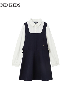eland kids童装女童连衣裙春秋学院风长袖裙子EKOME4921O