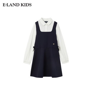 eland kids童装女童连衣裙春秋学院风长袖裙子EKOME4921O