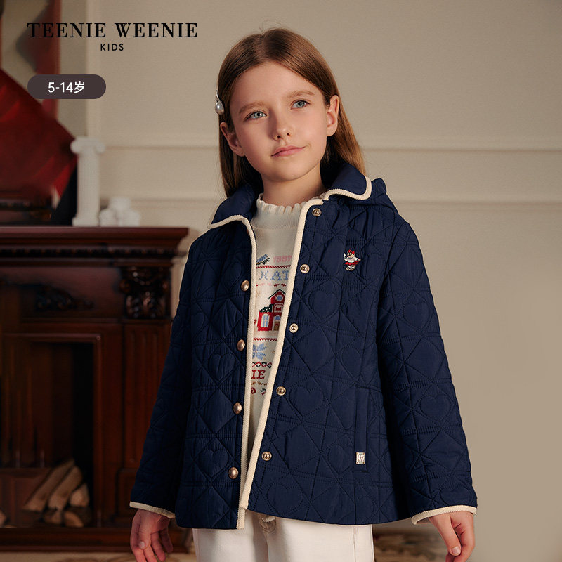 TeenieWeenie Kids小熊童装女童连帽翻领棉服TKJP251151A