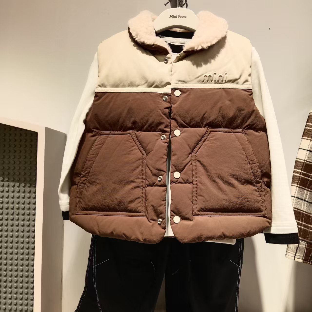 Minipeace男童冬季毛绒翻领羽绒马夹F1AHF4126