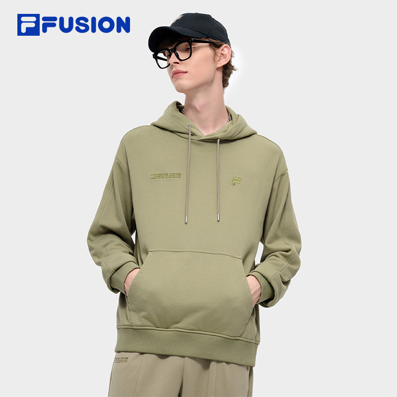 FILA FUSION斐乐潮牌情侣款连帽卫衣2024冬宽松上衣T11U445202F