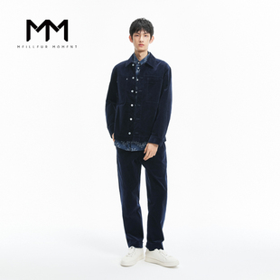MM麦檬男装 棉质藏青简约衬衫领夹克外套9E1110052