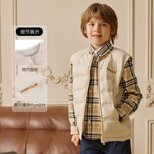 eland kids衣恋童装冬季男女童简约休闲圆领羽绒马甲