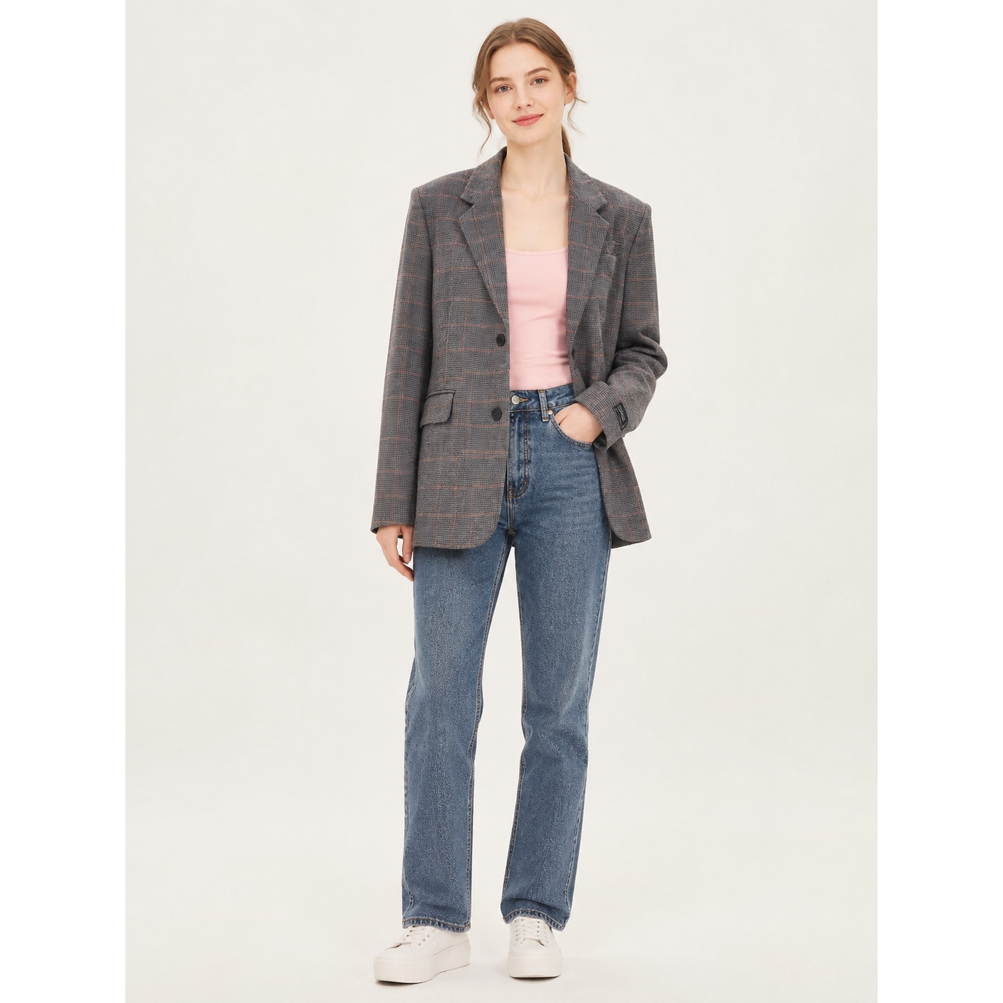 Levi’s李维斯春秋女士格纹休闲西装外套006SD-0004