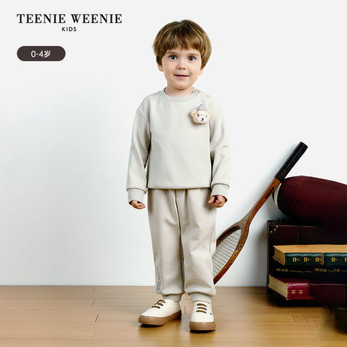 TeenieWeenie Kids小熊童装24秋季款男宝宝纯色长卫裤T0TM244903B