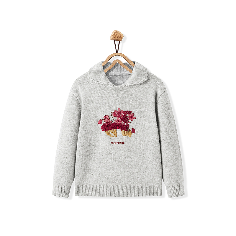 【专柜同款】MINIPEACE女童翻领毛衣秋冬甜美针织衫F2EBF4354