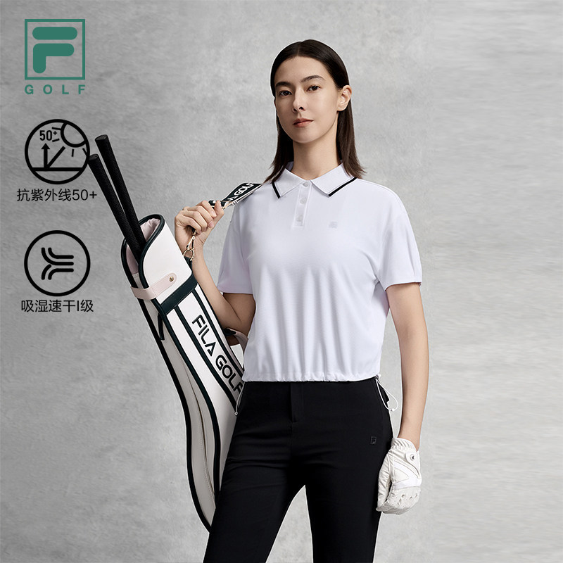 FILA 斐乐女子针织短袖POLO衫新款高尔夫运动速干上衣A11W625139F