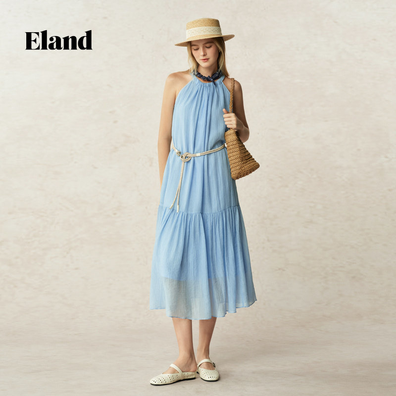 Eland连衣裙女挂脖无袖裙EEOWF66T73
