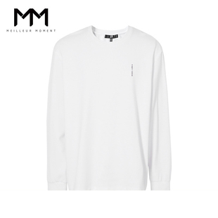 莫代尔长袖 MM麦檬男装 百搭款 白色圆领经典 T恤9E2200082 23年春新品