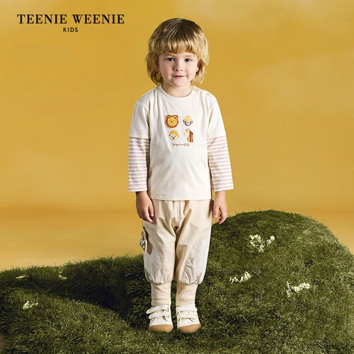 TeenieWeenie Kids小熊童装25男宝宝可爱拼接束脚长裤T0TM252313K
