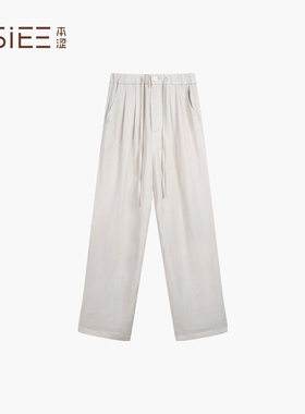 BSiEE本涩舒适感自然牛筋腰西裤时尚宽松舒适长裤