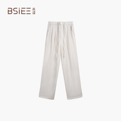 BSiEE本涩舒适感自然牛筋腰西裤时尚宽松舒适长裤