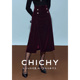 CHICHY复古暗红色小香风显瘦丝绒半裙CC5C002244 不含外套