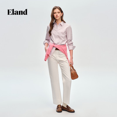 Eland牛仔裤女简约风通勤直筒裤EETJG23E01