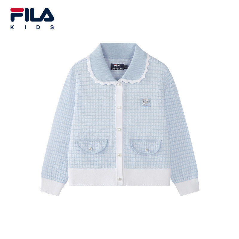 FILA KIDS斐乐童装女小童外套2026秋季新款毛织开衫K11G632402