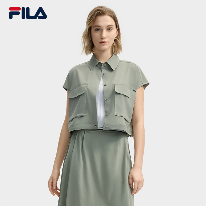 FILA 斐乐官方女士梭织马甲2025夏新款时尚短背心上衣F11W523705F