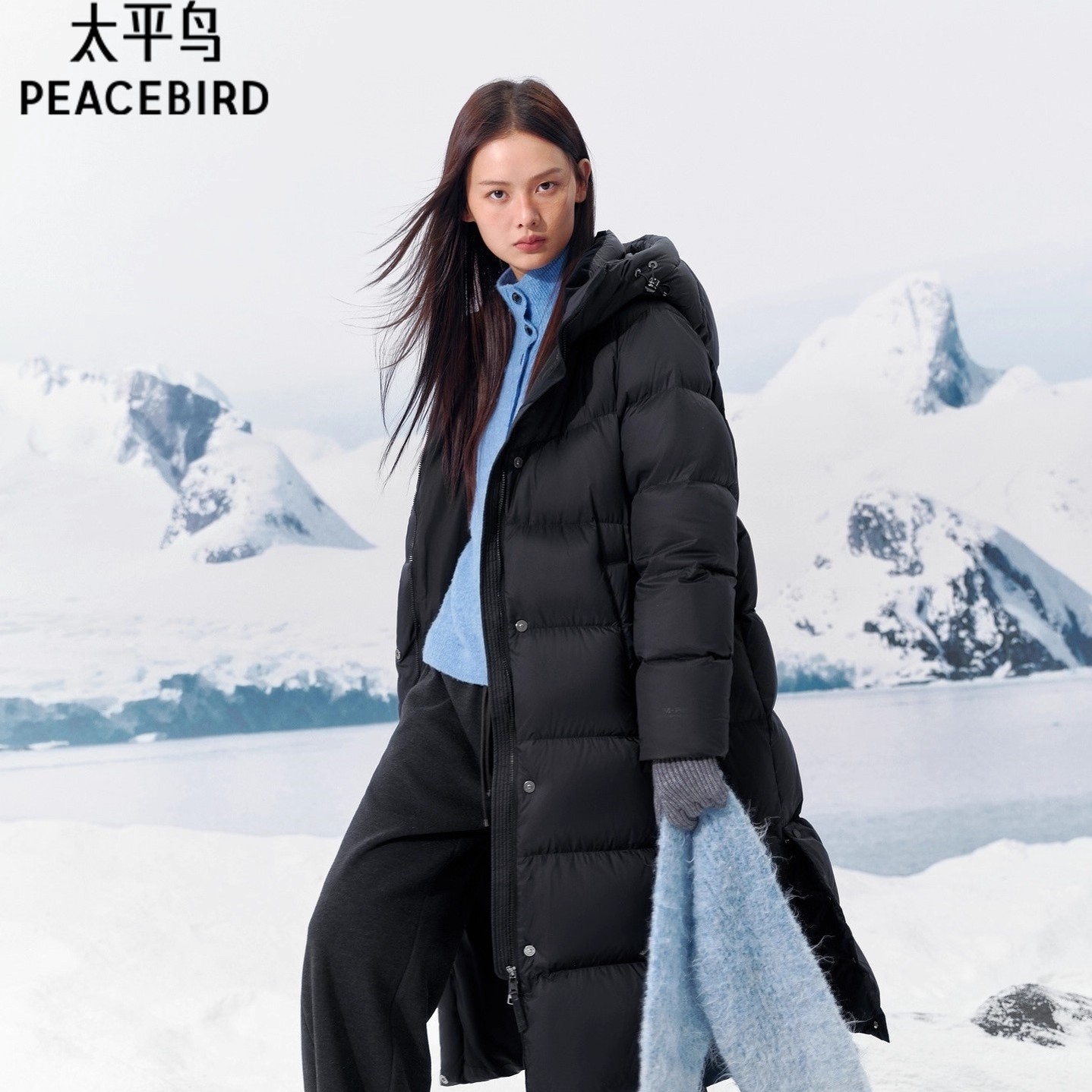 PEACEBIRD/太平鸟2025黑色9欧版羽绒服A1ACF4401图片