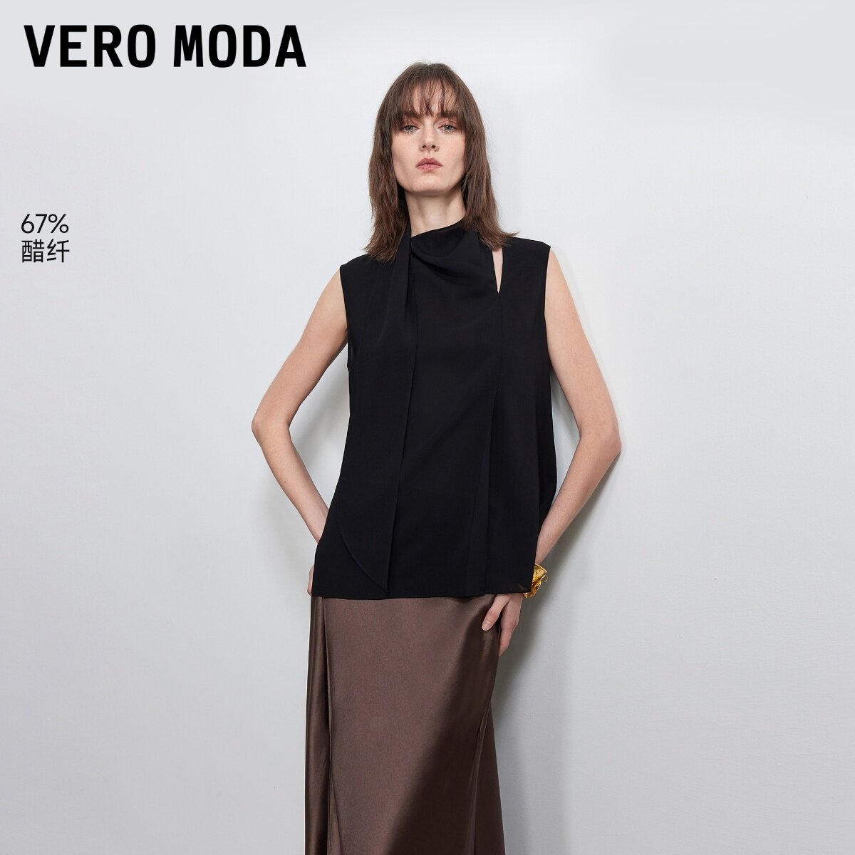 Vero Moda衬衫女2026夏季新款飘带无袖上衣高智32626Y004