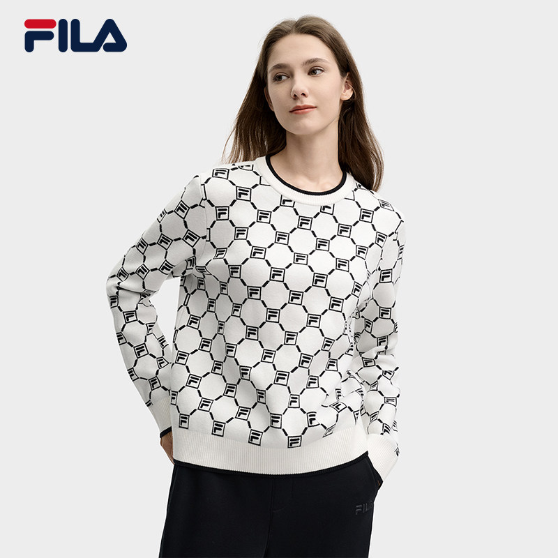 FILA 斐乐女子编织衫2025春季款套头毛衣F11W518402F