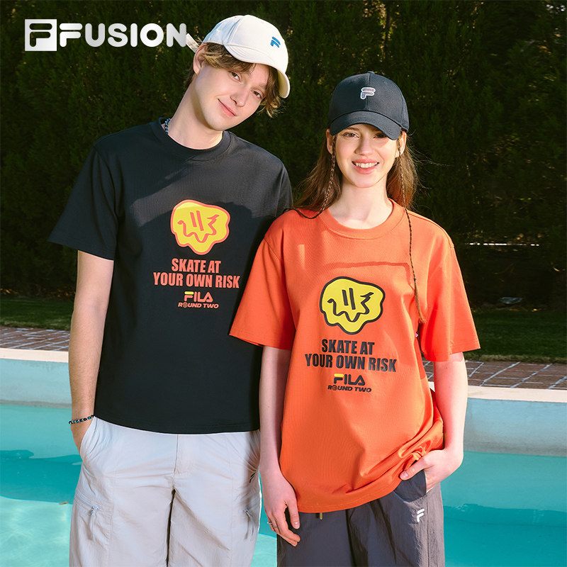 FILA FUSION | ROUND TWO斐乐情侣款袖衫2025夏新T恤T11U524104F