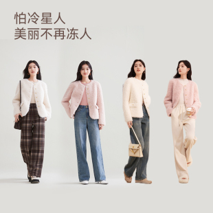 【香影咩咩绒】小香风外套女2024冬季颗粒绒