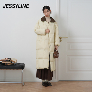 jessyline杰茜莱中长款翻领羽绒服女 444208177