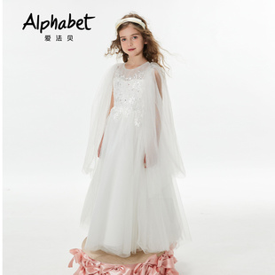 Alphabet爱法贝童装夏季白色礼服裙U32L463