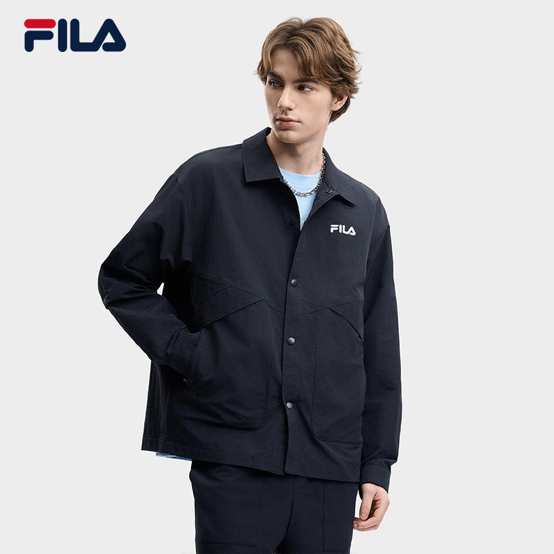 FILA 斐乐男士梭织长袖外套2026夏新款翻领夹克上衣F11M629402F