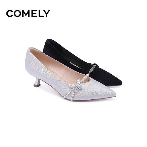 COMELY/浅粉色/布纹格利特布香槟色26B女鞋KYQ55392D