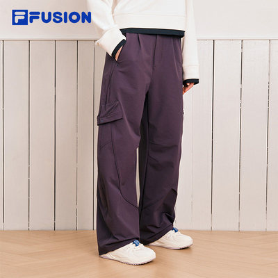 FILA FUSION斐乐潮牌梭织长裤女裤2026春季弯刀裤T11W613801F