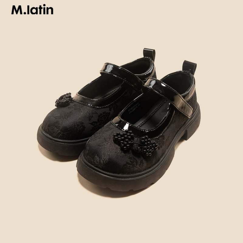 马拉丁童装鞋品24秋装女大童暗提花纹小皮鞋12462S416X