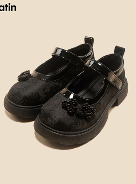 马拉丁童装鞋品24秋装女大童暗提花纹小皮鞋12462S416X