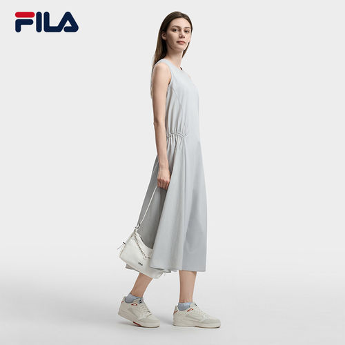FILA 斐乐女子连衣裙26夏时尚舒适凉感收腰无袖连身裙F11W623304F