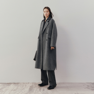 MM麦檬商场同款 牛角扣长毛呢大衣女5DA170241