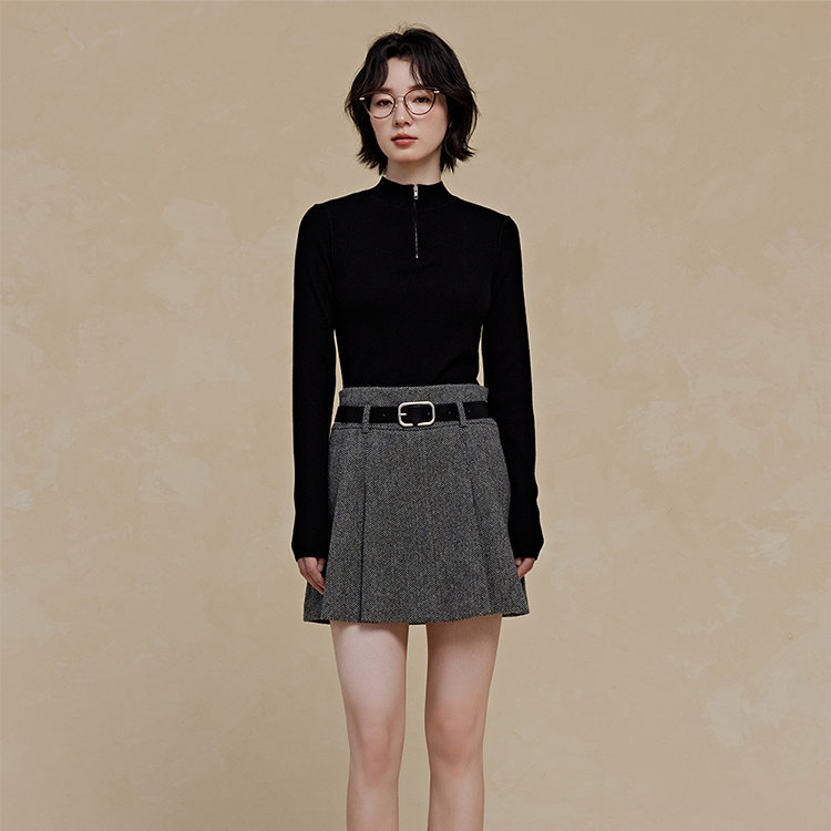 pit复古半高领打底针织衫女冬修身内搭毛织衫-109B440759