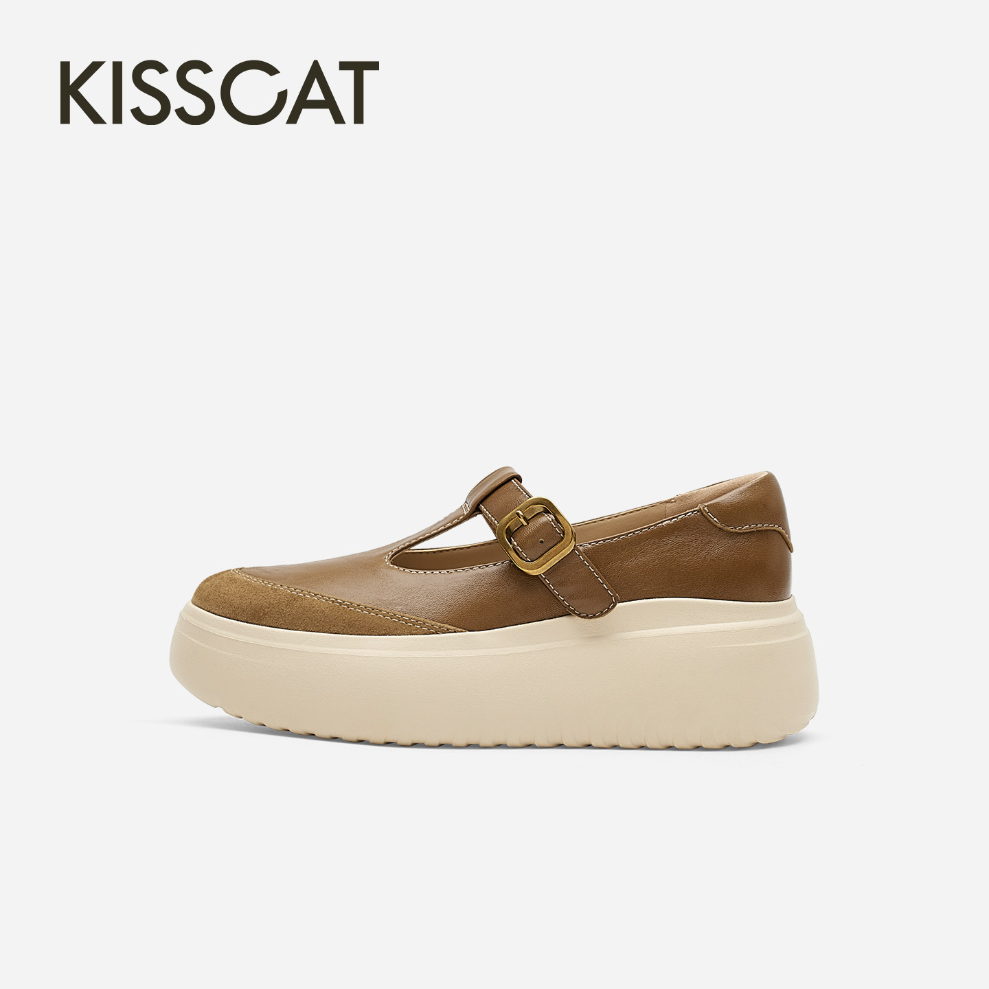 KISSCAT接吻猫[饼干人]于文文同款玛丽珍26新品厚底K76567A-56