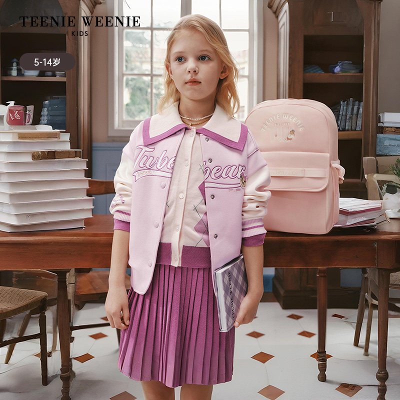 TeenieWeenie Kids小熊童装25年女童撞色棒球服外套TKJM253851K