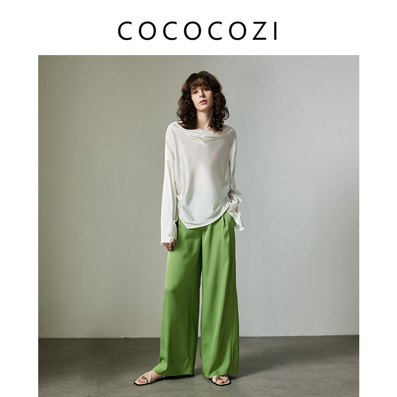 COCOCOZI【高知通勤】春秋优雅喇叭袖上衣衬衫女242CO042CS