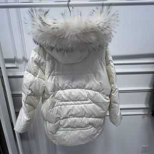 伊芙丽米白色中长款 羽绒服1EA580761