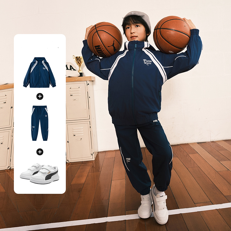 PUMA彪马童装防风雨儿童男童便服连帽拉链外套时尚潮353324105103
