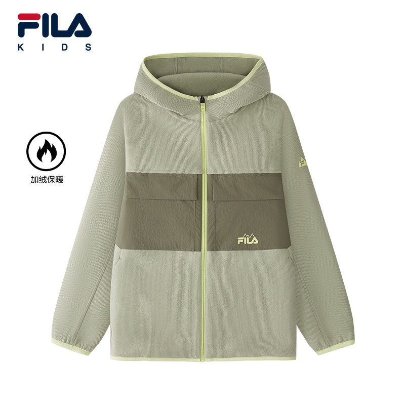 FILA KIDS斐乐童装男大童外套2026春新款儿童加绒户外K12B613508